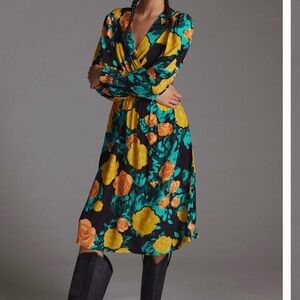 Anthropologie x Tracy Reese dark floral midi dress
